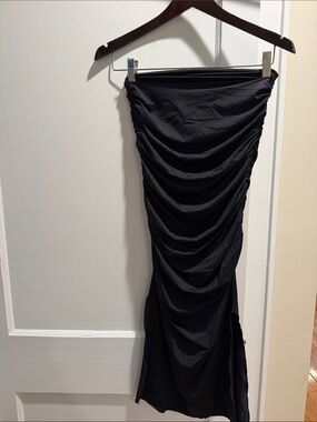 BECCA Black Ruched Swim Coverup Skirt